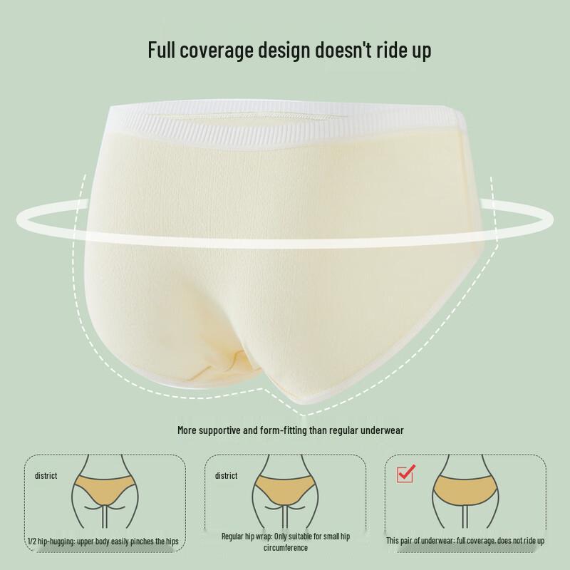 FENTENGCARE Women's 7A Anti-Bacterial Mid-Waist Cotton Underwear