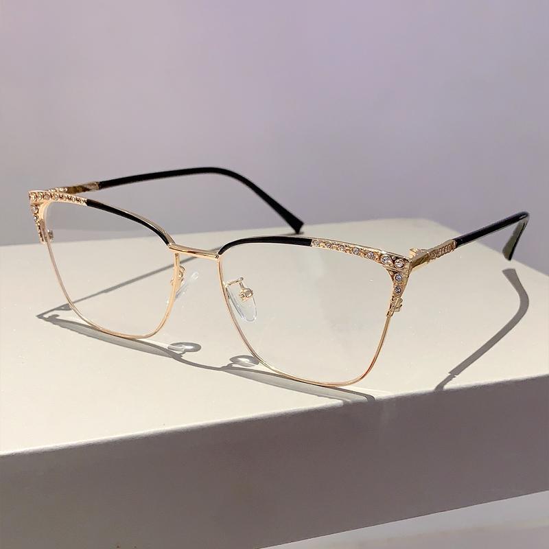 

KAMMPT Vintage Cat Eye Eyeglasses with Rhinestones 2024 New Blue Light Blocking Eyewear Trendy Fashion Luxury Women Spectacles