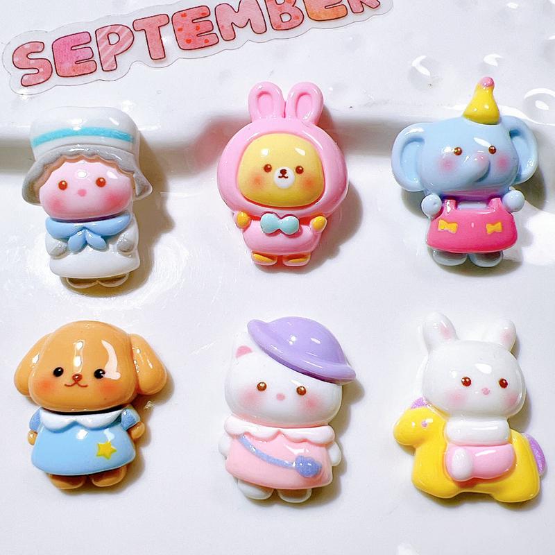 10 Pcs New Cartoon Animal Elephant, Rabbits, Kittens Series Resin Scrapbook Diy Jewelry Party Gift Hairpin Accessories A87