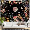 1pc Bohemian Moon Tapestry with Bright Floral and Mushroom Design - Polyester Wall Hanging for Bedroom or Living Room Decor