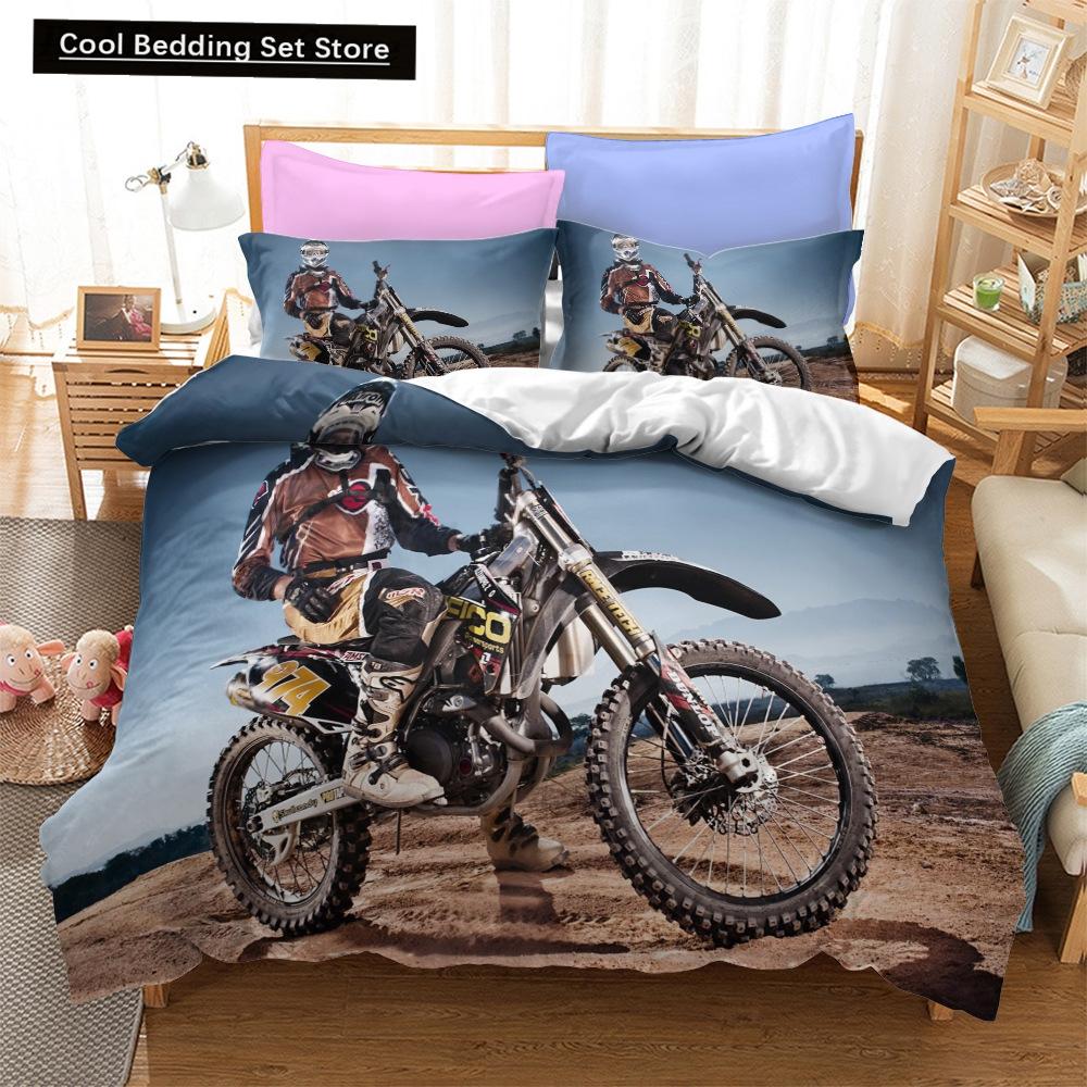 Fashion Motorcycle 3D Duvet Cover Bedding Set Comforter Linen Pillowcases Quilt Cover Home Decor Single Double Twin King Queen