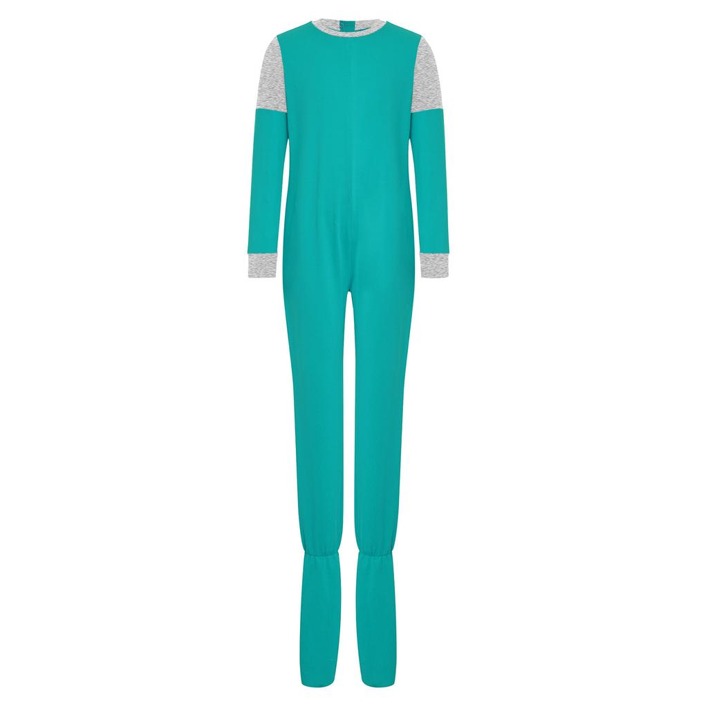 Unisex Kids Adaptive Clothing Round Neck Long Sleeve Anti Strip Back Full Zipper Color Block Footed Jumpsuit Special Needs Clothing