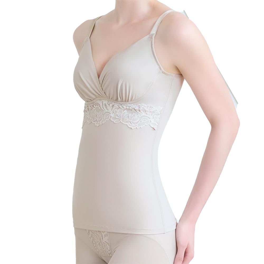 Bradelis New York Wireless Shapewear Bra Cotton Blend Stretch Hybrid Heart Cup Bra Size L Cami, Cami, 25, Greige,