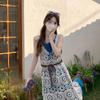 French Knit Crochet Skirt & Camisole Dress Set for Beach Vacation