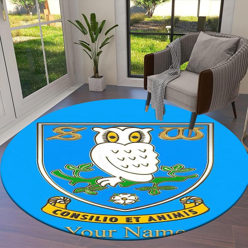 Sheffield Wednesday Football Club Custom Name Round Area Rug,Carpet Rug for Living Room Bedroom Sofa Playroom Decor,Non-slip Floor Mat