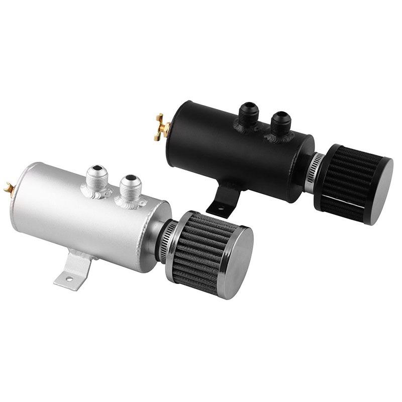 Universal 0.75L Car Oil Catch Tank Can Reservoir With Breather Car Fuel Filter Modified Parts
