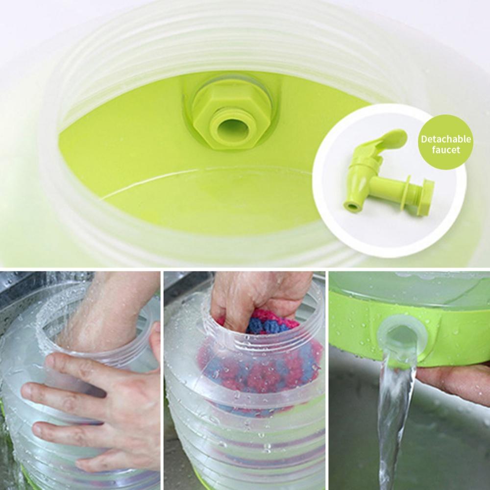 Seau d'eau pliable de 5,5 l, pour Camping en plein air, randonnée, conteneur d'eau, pêche, voyage, transport d'eau potable, seau de robinet de stockage