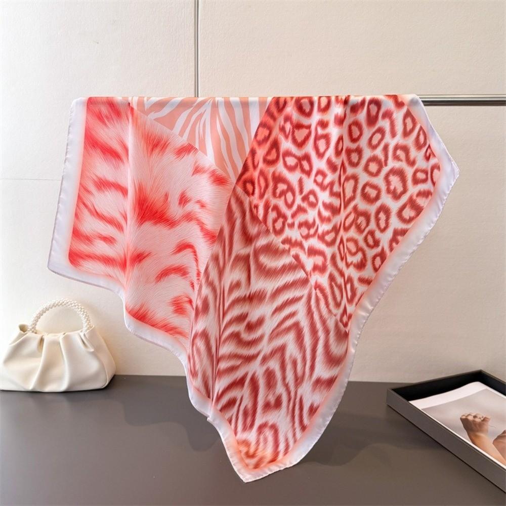 Printed Square Scarf Soft Headband New Silk Scarf  Women красный