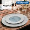 Tramontina Fruorita Dessert Pale Fluorite Microwave and Dishwasher Made in TRAMONTINA Plate, Blue, 21cm, Rimmed, Pattern, Porcelain, Safe, Simple,