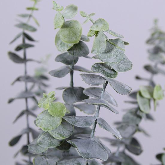 1 stk Falsk Blomst Kunstig Dekorasjon Eukalyptus Bladform Mote 3 Grener Eukalyptus Blad Falsk Plante til Hjemmet