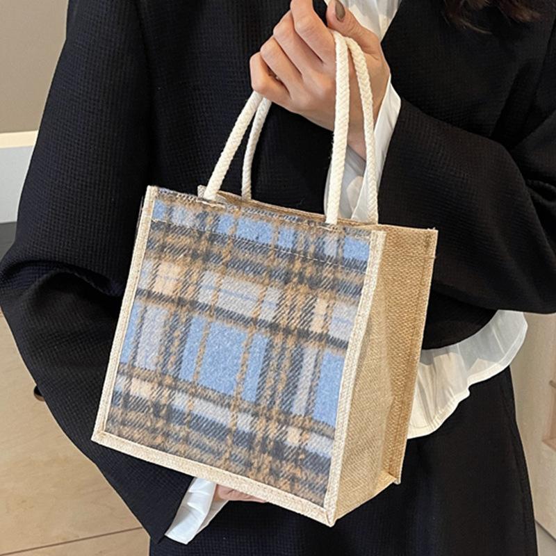 

На работу портативная льняная сумка женщины 2025 мода холщовая сумка женщины инс зарубежная универсальная сумка через плечо