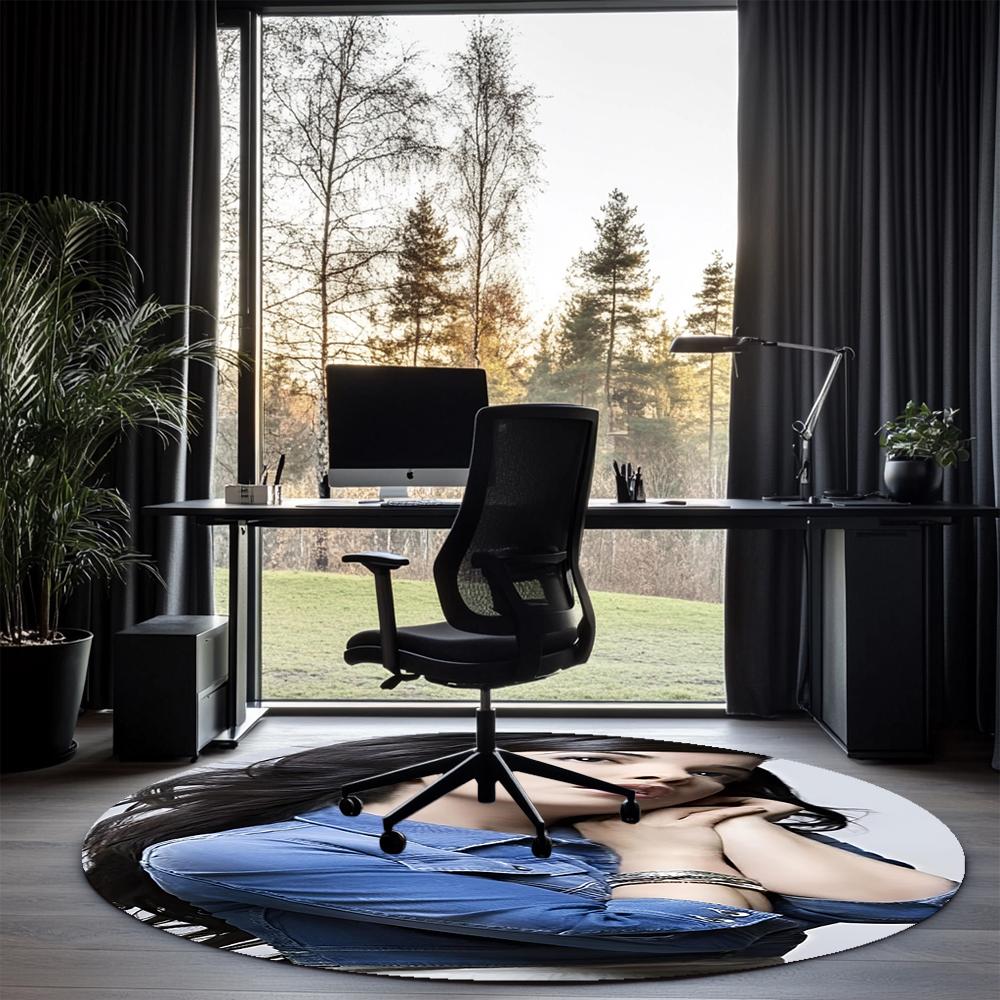 Indila Printed Round Rug Carpet Chair Rug Area Rug Entryway Doormats,for Office Chair Living Room Bedroom Kitchen Room.