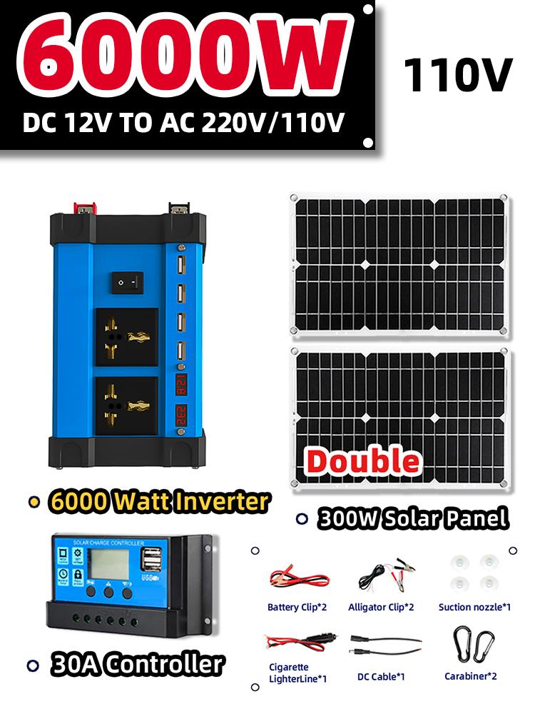 

6000 Вт Interver Outdoor Power 12 В солнечный генератор энергии солнечная панель с 30 А комплектом солнечных батарей контроллер заряда солнечная система набор для кемпинга 6000W