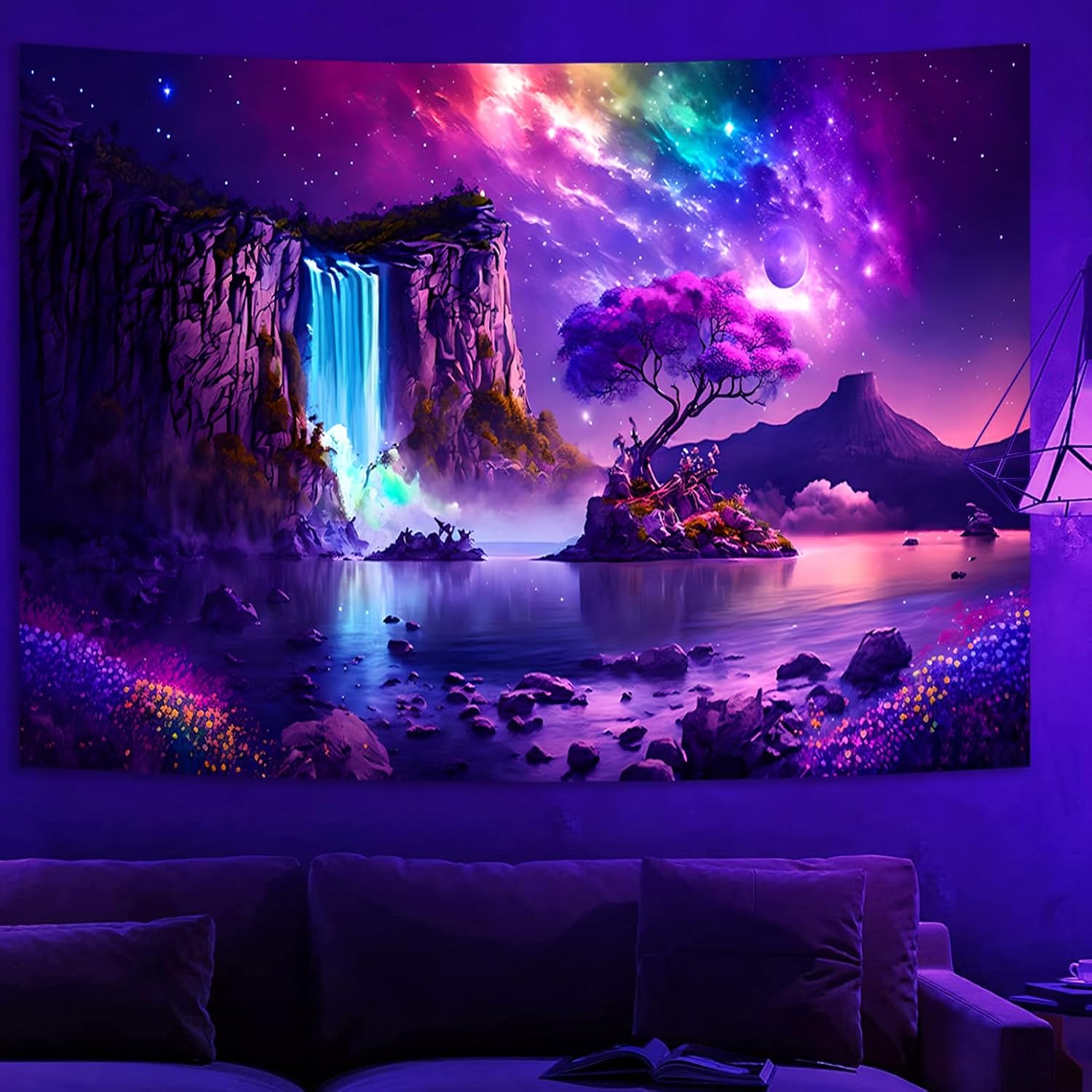Tapestry Waterfall Fantasy Maniser Dark Night Wonderland 75x100