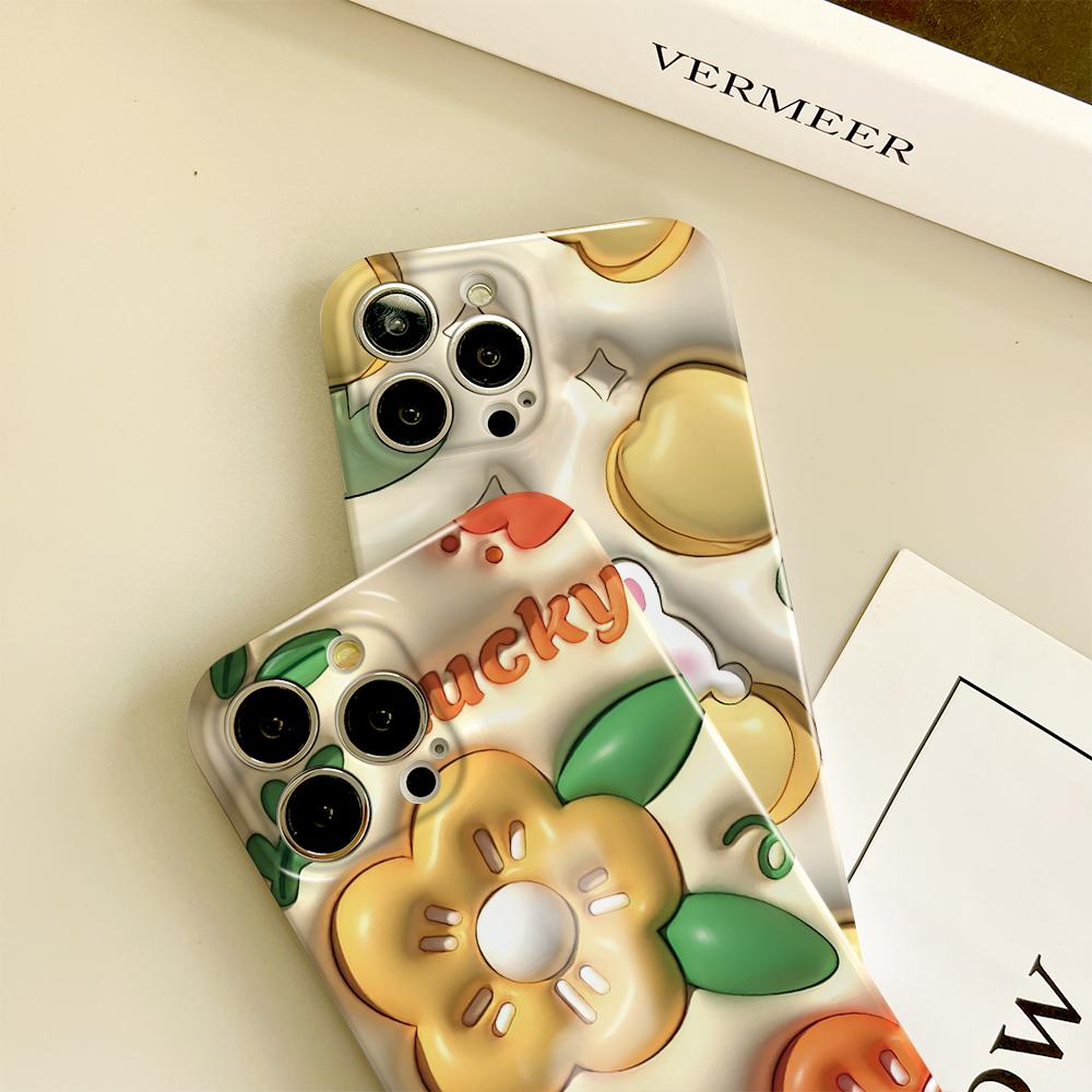 For iPhone 16 Samsung S23 A23 A52 A33 A73 A53 Huawei Xiaomi Redmi OPPO Vivo Stereoscopic Style Flowers Design Full Camera Protection Hard Phone Case