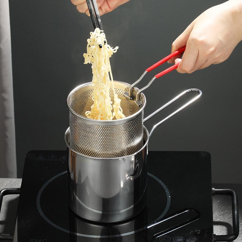Edelstahl Fritteuse Multifunktionaler Kleiner Topf Küchenspezifisch zum Frittieren von Hähnchen und Andere Kochwerkzeuge