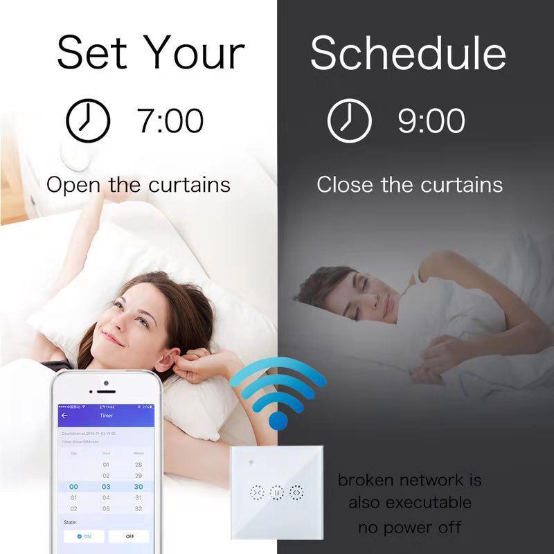 Smart WiFi Curtain Switch, Touch & Alexa Voice Control, Remote Accessible