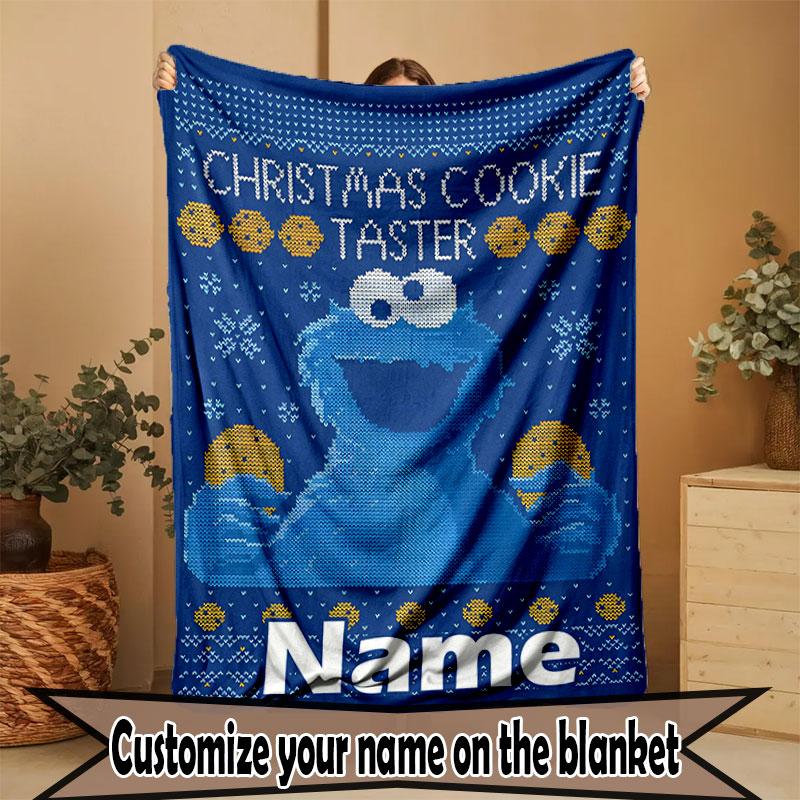 Custom Name Personalized Sesame Street Print Blanket, Home Decor, Bedroom, Sofa, Camping, Couch, Gifts for Birthday Christmas