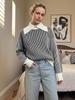 YiYi Women's Casual Color Block Striped High Neck Sweater