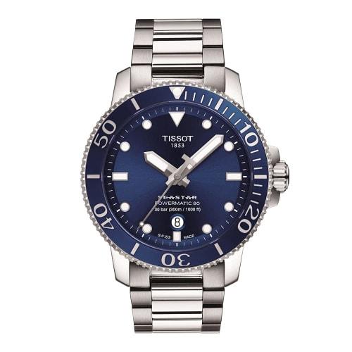 Tissot Seastar 1000 Automatic Watch with Bracelet, Officially Imported, Men's, Blue Dial, T1204071104103
