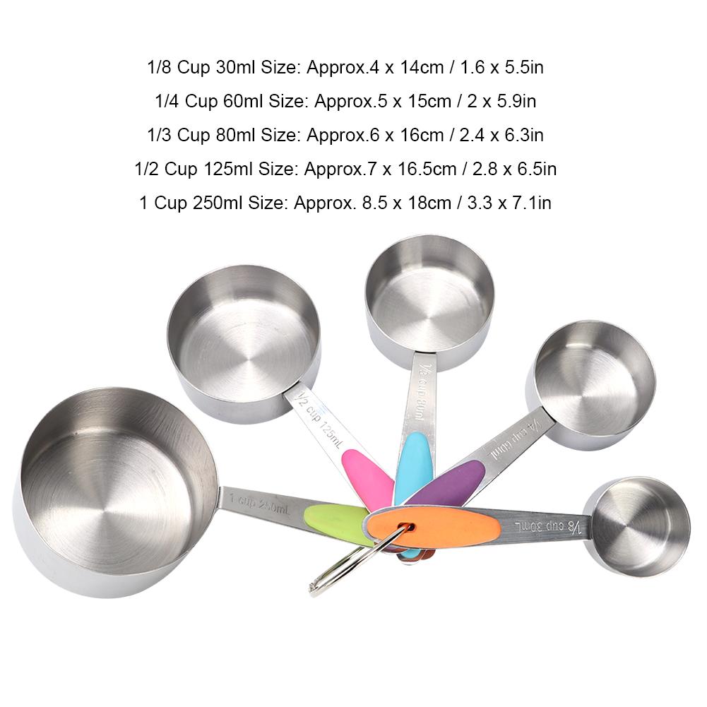 5pcs Stainless Steel Thermal Insulation Measuring Scale Cups Set Kitchen Cooking Baking Tool