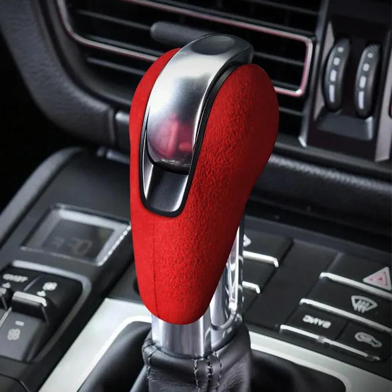 Car Gear Shift Knob Top Suede Wrap Interior Sticker Accessories Trim Cover  For Porsche Macan 95B Panamera 970 718 911