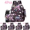 4Pcs/set 26 English Letter Kpop Printed Backpack with Handbag Pencil Case 750Ml Water Bottler for Teenager Boy Girl Large Capacity Bookbag Schoolbag