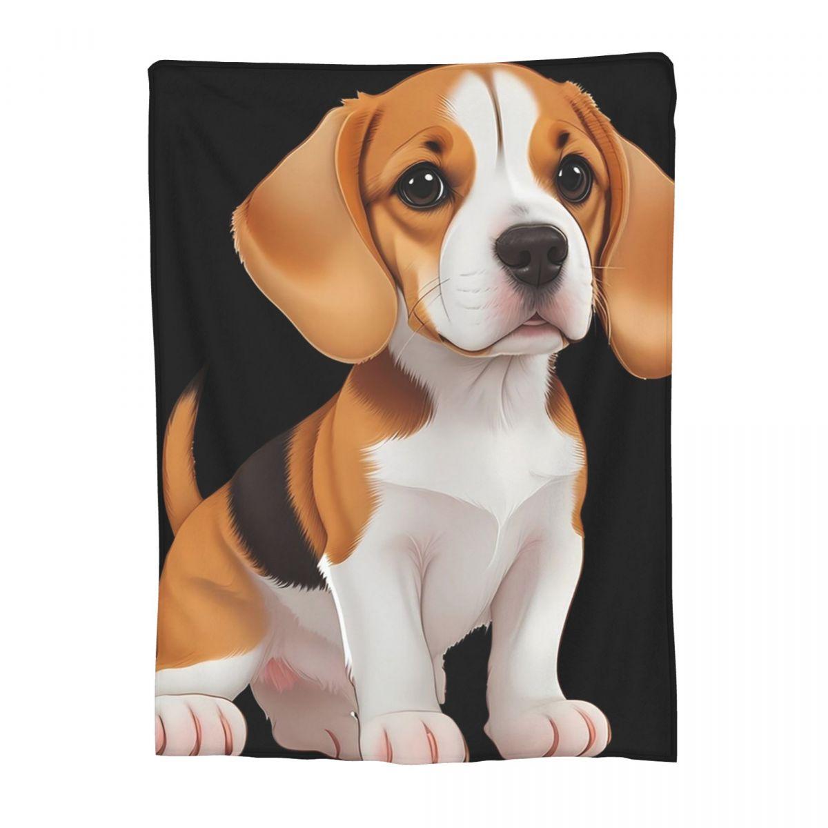 Happy Dog Cute Beagle Blanket Fleece Sofa Throw Blanket Warm Throw Blankets for Home Bedroom Travel Throws Bedspread Quilt Size: 75*100cm, Weight: 230 GSM