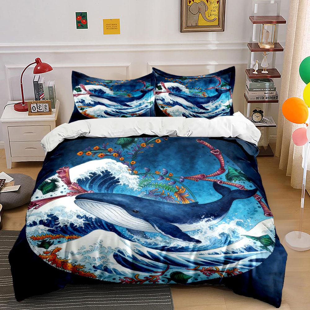 Ocean-Inspired Home Decor Set Soft Comfortable Duvet Cover Bedding Set Included 1*Duvet Cover & 2*Pillowcases, Gift