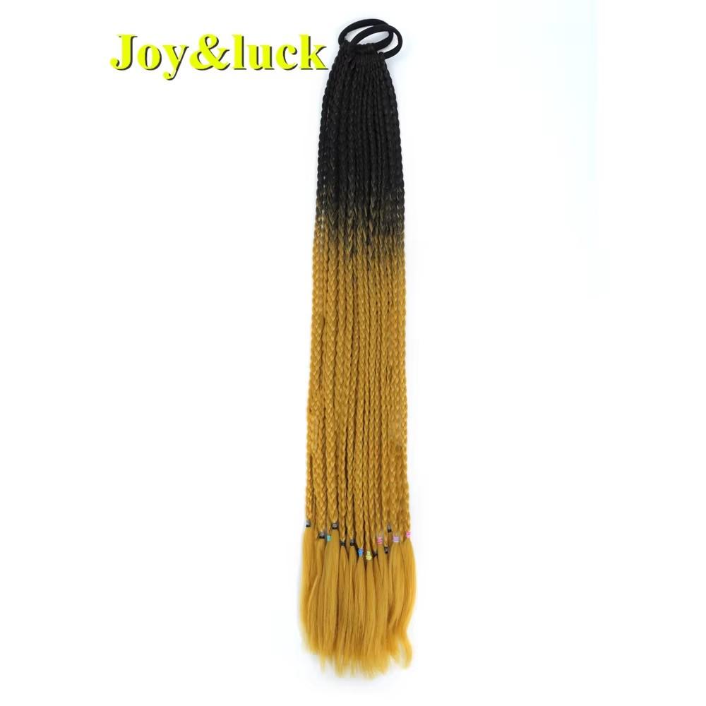 24 Zoll Ombre Yaki Straight Synthetische Haarverlängerungen Mädchen Farbe Geflochten Zopf Gummiband Box Braid