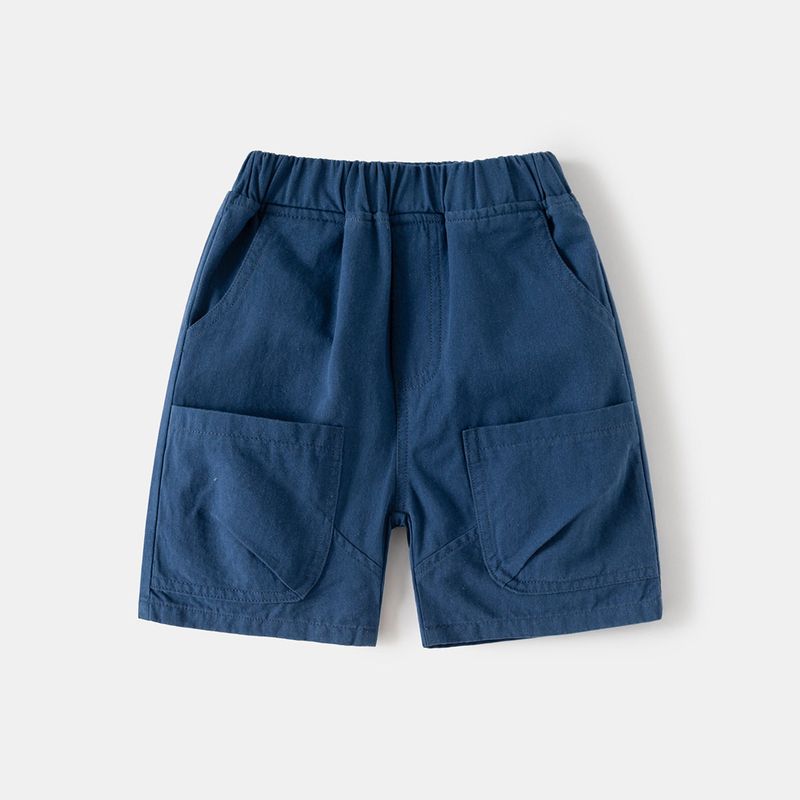 Clothing for Boys, Patchwork Double-Pocket Pants, Boys Knee-Length Shorts, Children s Mid-Length Pants, Casual Solid Color Shorts, Korean Style Navy Patchwork Double Pocket Shorts 120 cm