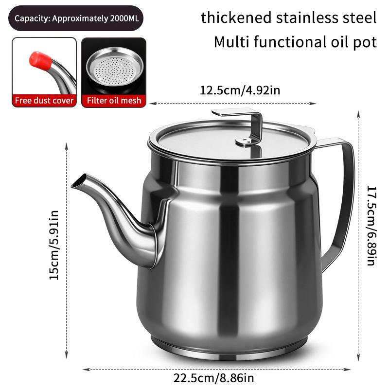Stainless Steel Filter Oil Pot Stainless Steel Household Leak-Proof Wine Pot Pouring Oil Bottle Seasoning Tank Kitchen Tool