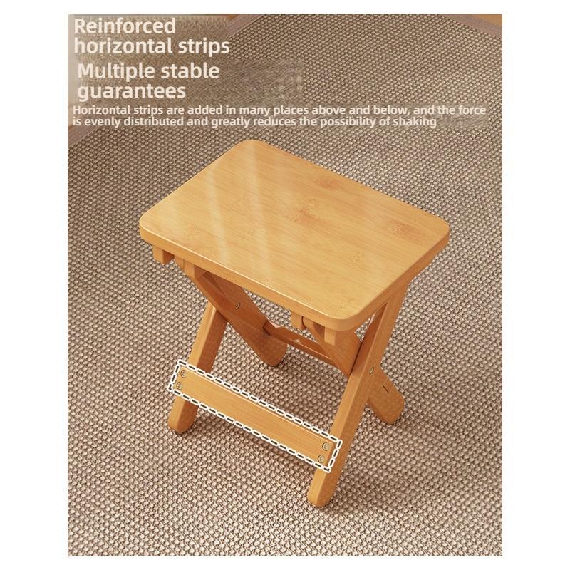 Household Foldable Horse Stool, Solid Wood Wear-resistant Low Stool, Comfortable Sitting Bench for Indoor Use