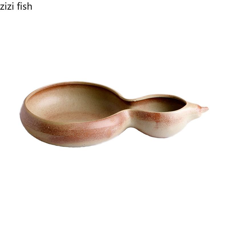 Gourd Shaped Ceramic Dining Plate Dry Ice Tray Hotel Tableware Sashimi Plates Serving Plate Dessert Bowl Fruit Plates Salad Bowl
