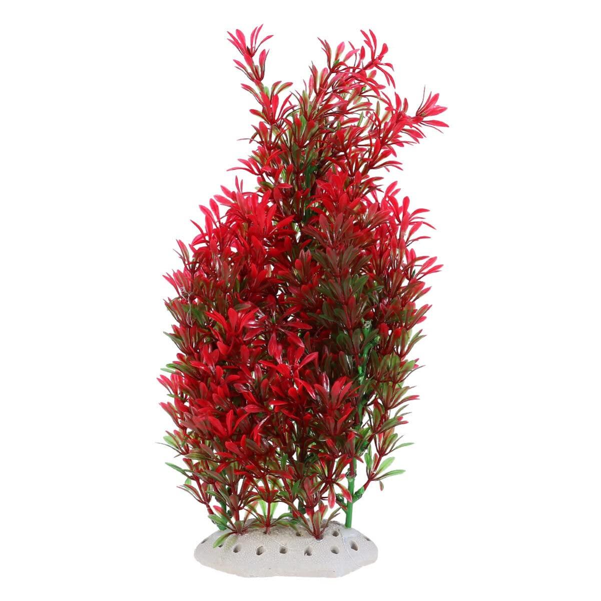 

POPETPOP Artificial Aquarium Plants with Ceramic Base, 7-inch Red and Black, for Aquarium Decor, Fish Tank Decoration