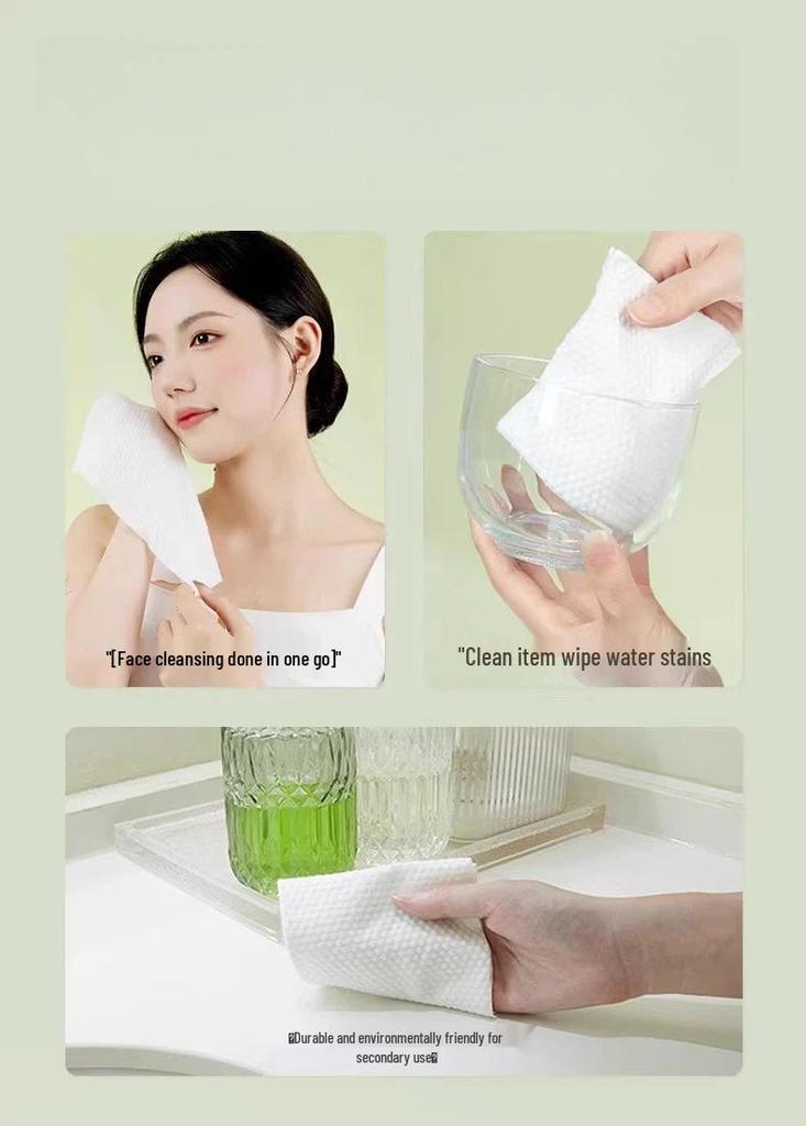 Gout Er Mu Roll Cotton Facial Wipes: Large, Thick, Soft, Disposable Cloth for Wet or Dry Face Cleansing.