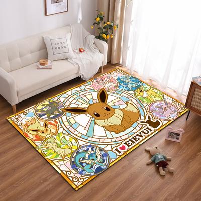 Japanese Anime Pokemon Pikachu Eevee Large Area Rug 3D Carpet Home for Living Room Kids Bedroom Sofa Doormat Children Floor Ma