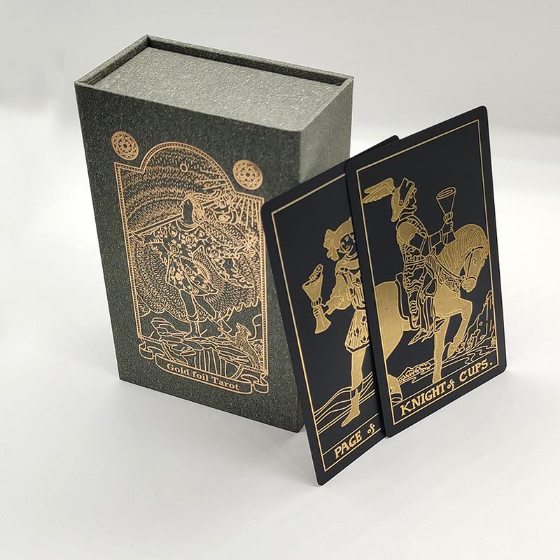 Neue Version Schwarzes Heißprägung Goldfolie Tarotkarten Kunststoff Rider Orakel Deck Für Anfänger Und Sammler