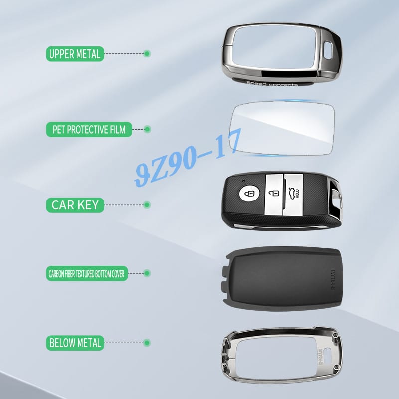 For Kia Optima Sorento Soul Niro Sedona Sportage Carnival Metal Carbon Fiber Car Key Fob Case Cover Keychain Accessories