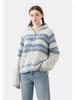 Chunky Knit Wool Color Block Stripe Cardigan Coat - Handmade for Autumn/Winter