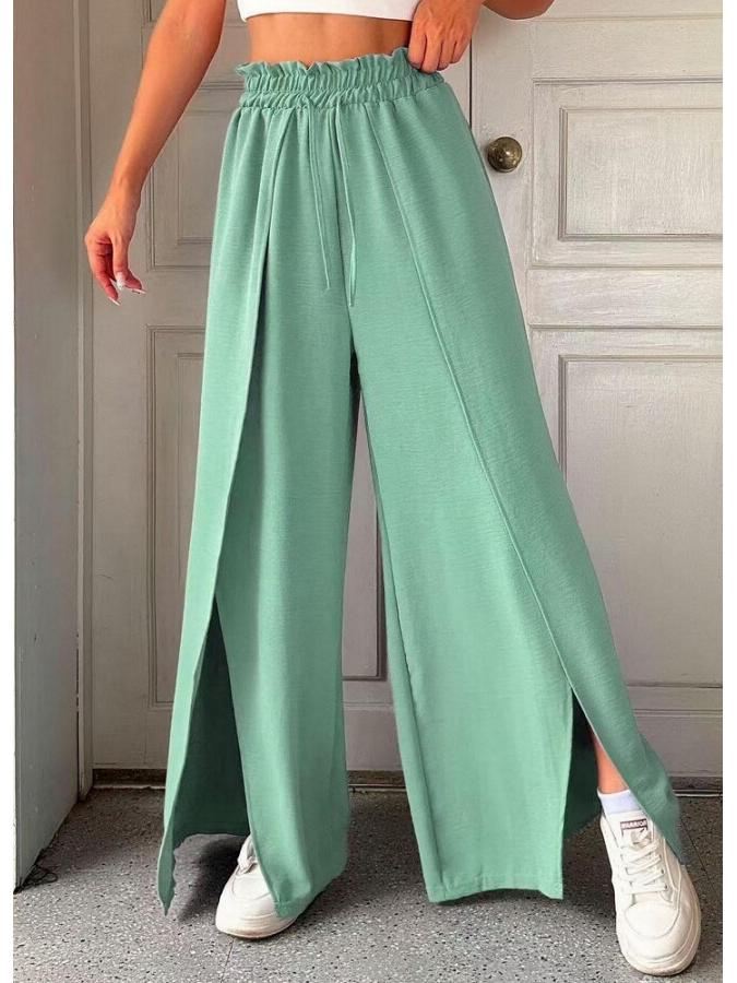 2025 Spring/Summer Elegant High Waist Pleated Wide Leg Pants for Women
