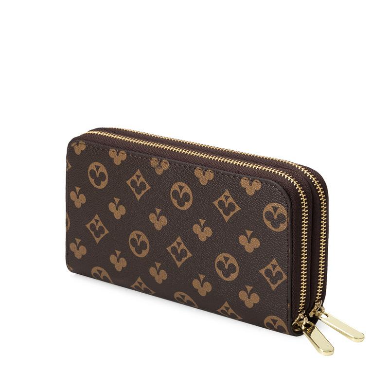 

Unisex Long Wallet Double Zipper Change Bag Printed Clutch Bag Fashion Multi-Card Wallet Small Handbag