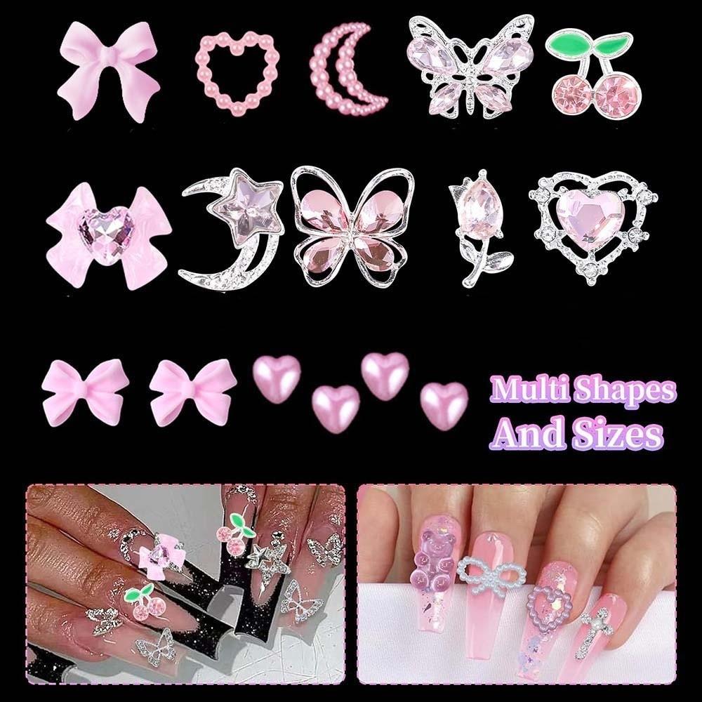 Manicure Accessories 3D Fingernail Rhinestones Glass Crystal Cherry Nail Glitter Jewelry Mixed Shape Bear