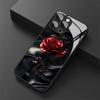 Premium Red Roses Tempered Glass Phone Case for iPhone 18 17 Pro Max 16 15 14 Plus 13 12 11 Pro Max 16E 17Air X XR XS 7 8 Cover