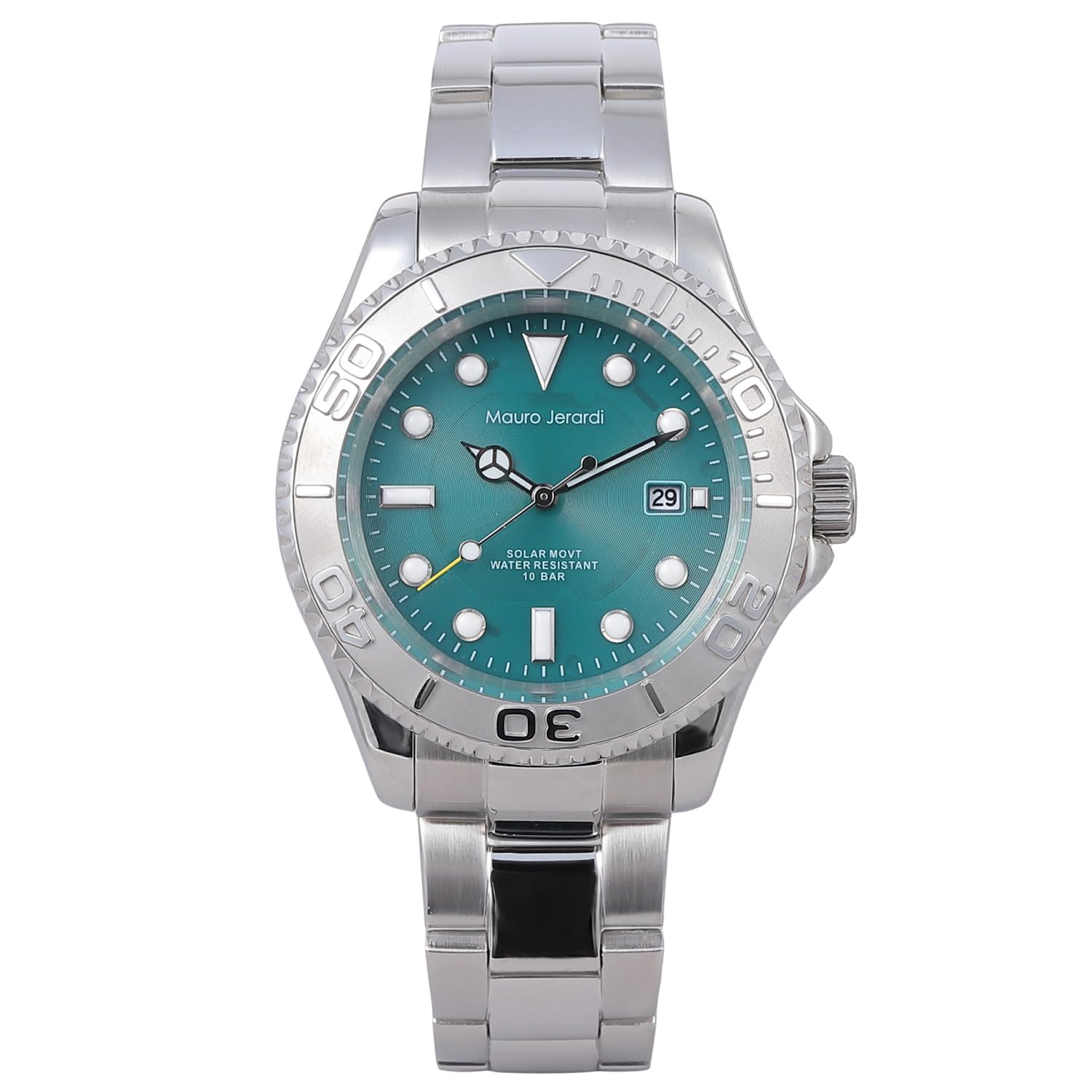 

Solar Watch New GreenDial 10 ATM Water Resistant Stainless Steel Bracelet [Mauro Gerardi] MJ061-4 Men s серебряный