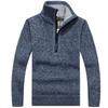 Men's Fleece Thicker Sweater Half Zipper Turtleneck Warm Pullover Male Slim Knitted Wool Sweaters for Spring