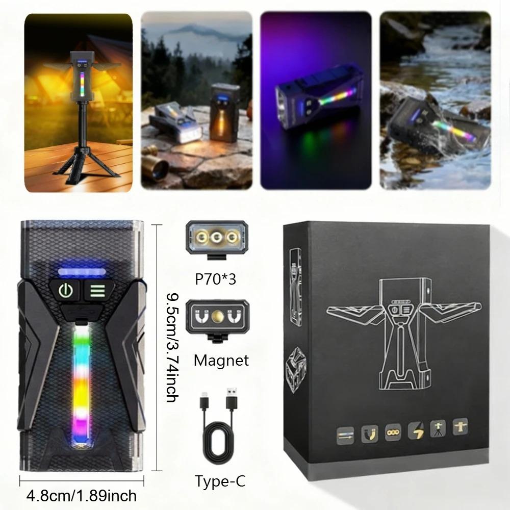 Rechargeable EDC Flashlight with RGB Side Light Super Bright Pocket Flashlight Waterproof for Everyday Carry/Camping/Emergencies