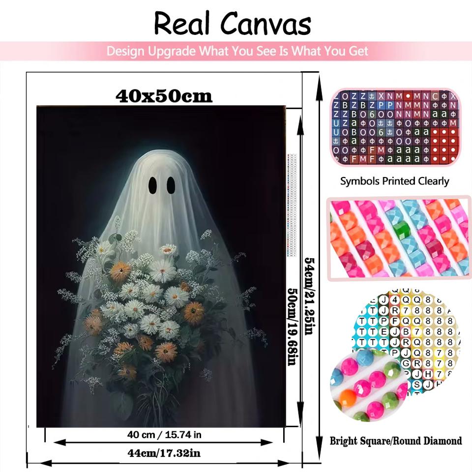 5D DIY Diamond Painting Cross Stitch Ghost Haunted Mountain Manor Dark Academy Gothic Halloween Ghost Cute Home Room Decor