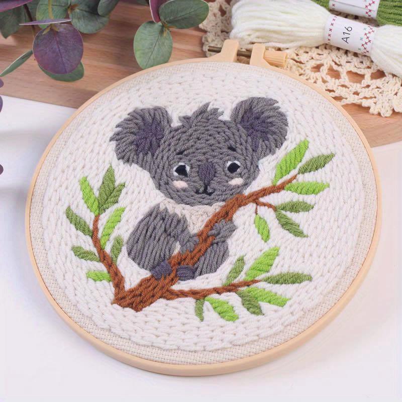 1-piece mouse embroidery DIY punch stitch craft kit (including tools)