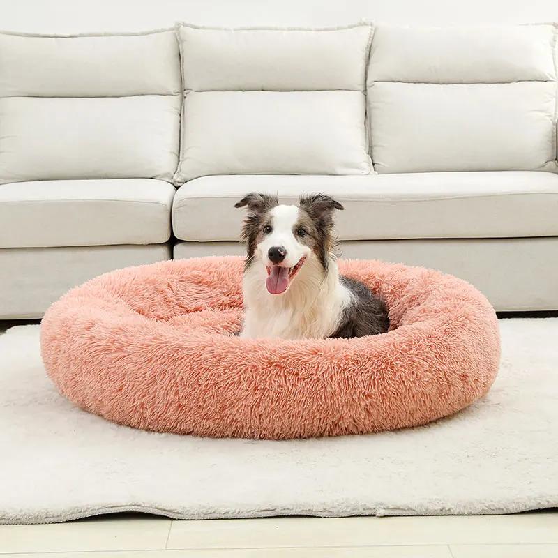 

For Soft Dog Beds House Soft Long Plush Best Pet Dog Bed For Dogs Basket Pet Products Cushion Cat Bed Cat Mat Animals Sleeping S S 40cm рожевий